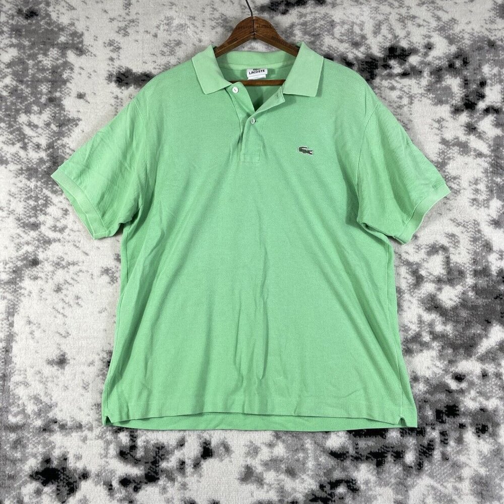 Lacoste Polo Mens Size 5 Green Collared Short Sleeve Cotton Golf Casual Comfort